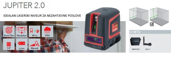 FUTECH laserski nivelir križni JUPITER 2.0 (zeleni, 40m) 009.20G